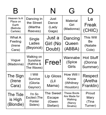 Music Bingo #1 Bingo Card