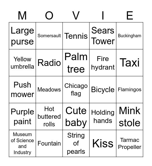 Home Movie Day Bingo Card