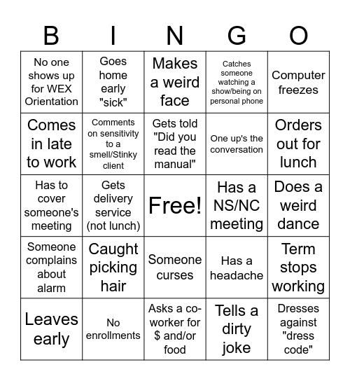 HRDC Bingo Card