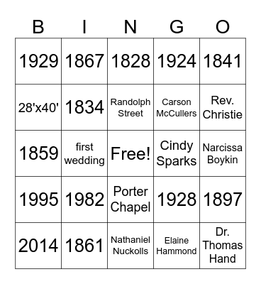FIRST BAPTIST CHURCH Bingo Card