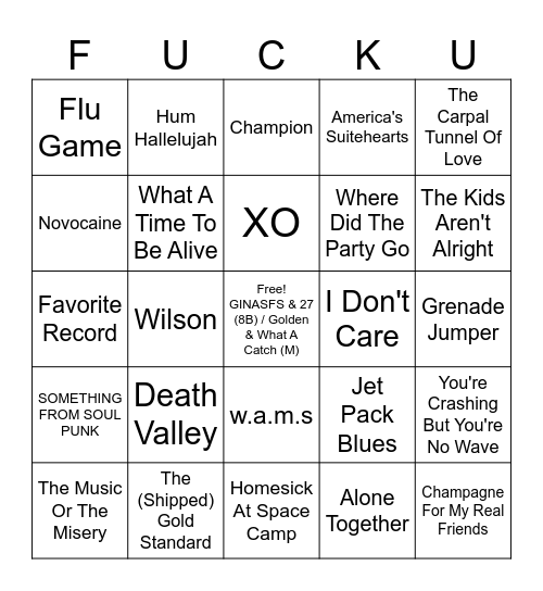 2OURDUST 8BALL/MEDLEY BINGO! Bingo Card