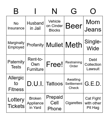 Pit Hag Bingo Card