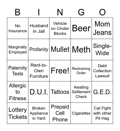 Pit Hag Bingo Card