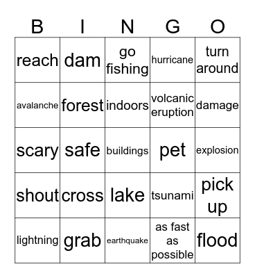 Natural disasters Bingo Card