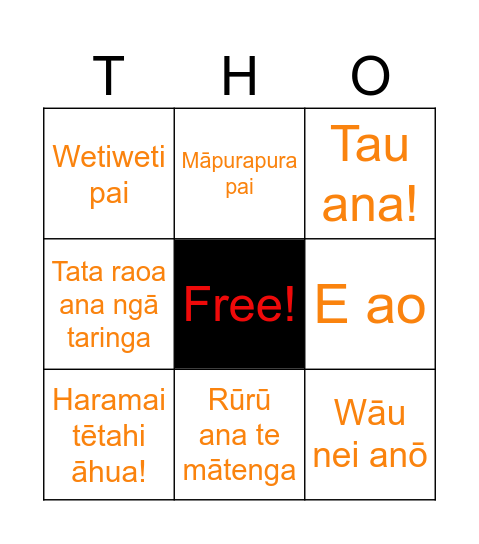 Ngā kīwaha o Te Hiku | Whiti Bingo Card