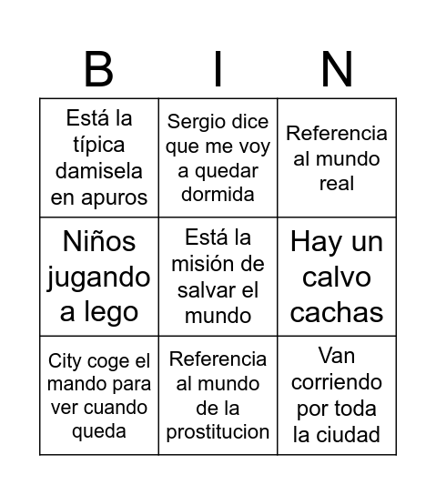 Lego Bingo Card