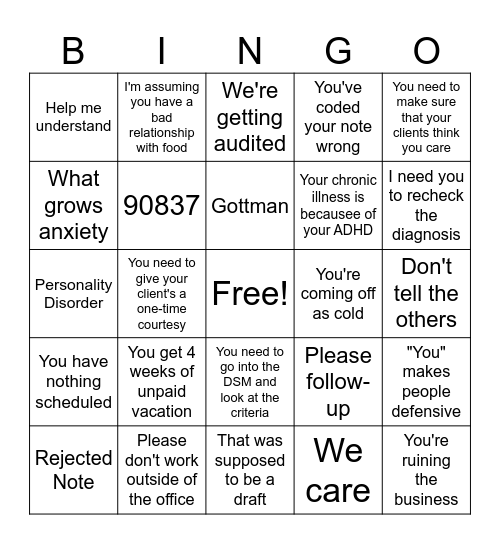 Red Flag Bingo Card