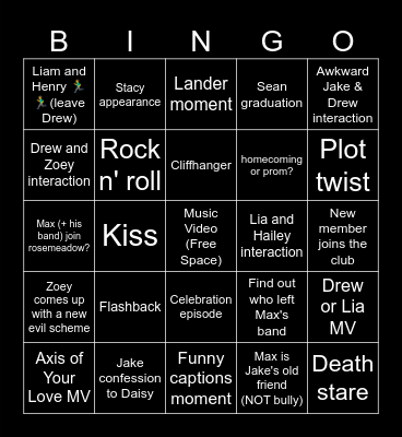 TMF Season 2 Episode 1 Bingo Card