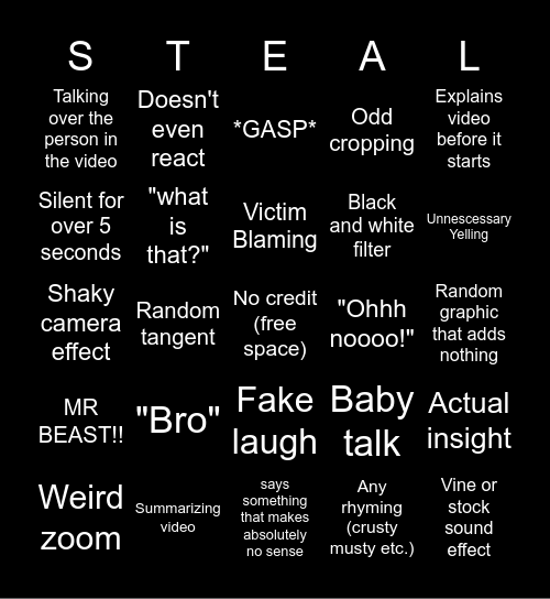 SSSSSSTEALERWOLF BINGO!! Bingo Card