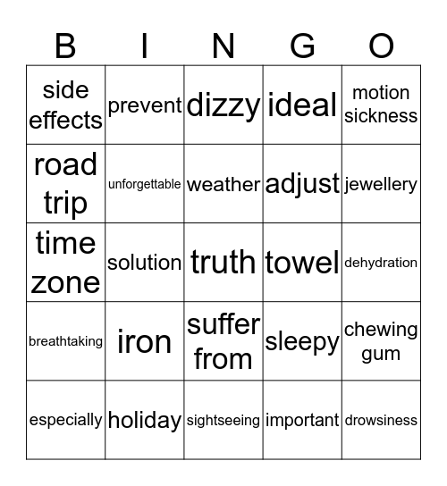 Unit 5 Bingo Card