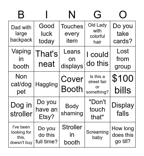 IV Woodwork Vendor Bingo Card