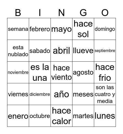 Woodlands Y5 Medley Bingo Card