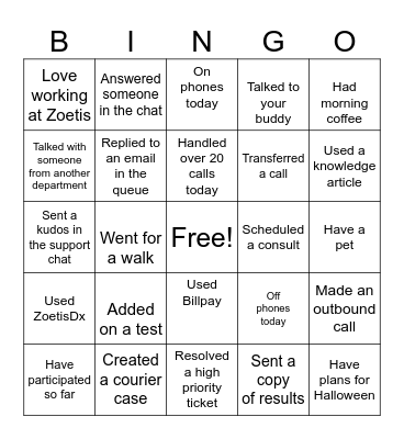 Customer Service Week Bingo Card