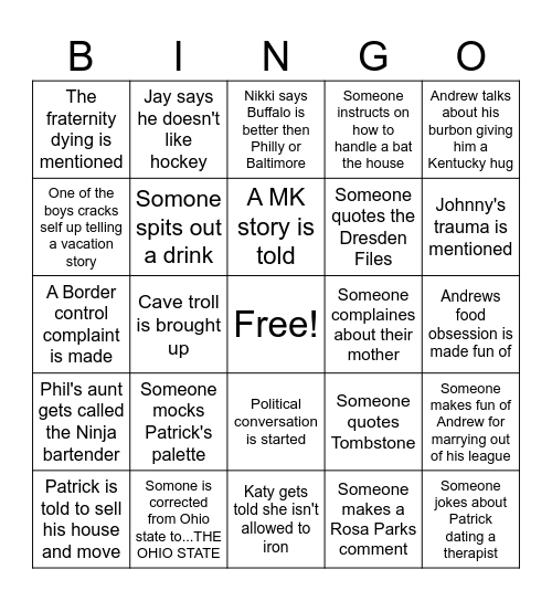 Buffalo Bingo Card