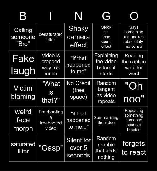 Sssniperwolf Bingo Card