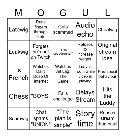 Mogul Bingo Card