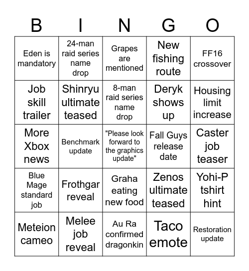 Keynote Bingo Card