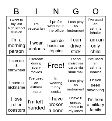 Get to Know you BINGO Card