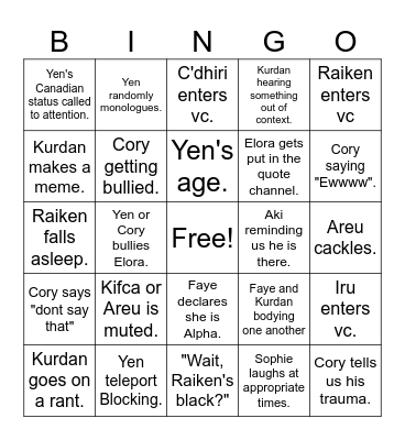 Untitled Bingo Card