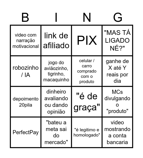 BINGO DO GOLPE Bingo Card