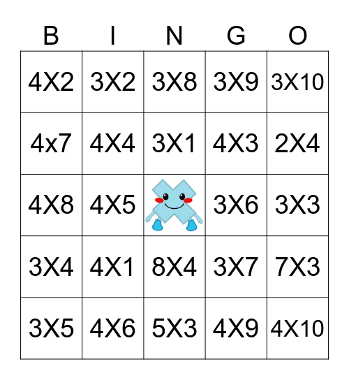 Four's and Three's Bingo Card