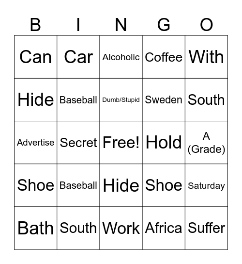 Untitled Bingo Card