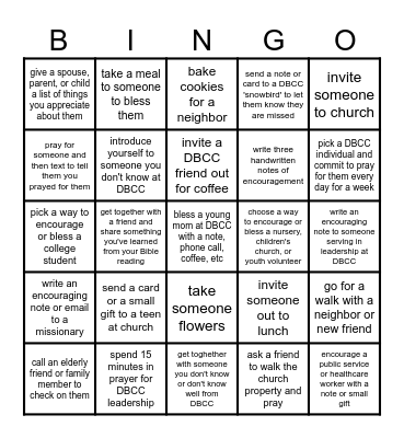 Fellowship Bingo Card