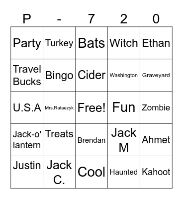 Halloween/ Autumn Bingo Card