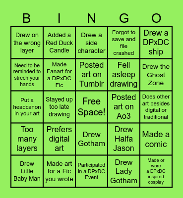 Haunting Heroes Launch Artist Bingo! Bingo Card