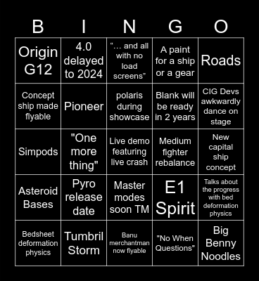CitizenCon 2953 Bingo Card
