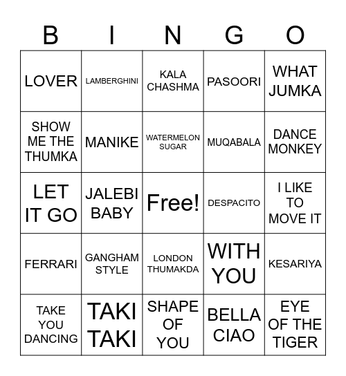 DIWALI MUSICAL Bingo Card