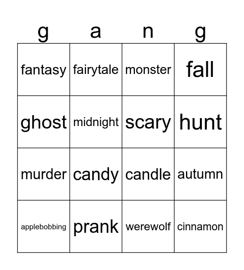 halloween Bingo Card