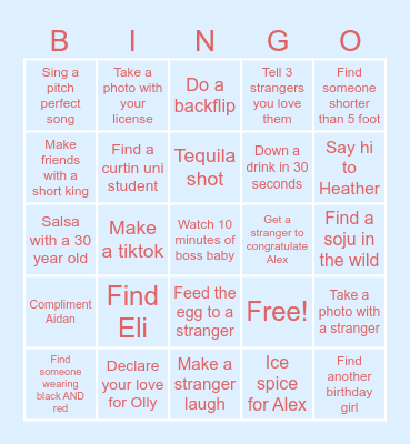 ALEXANDRIAS BDAY BINGO Card