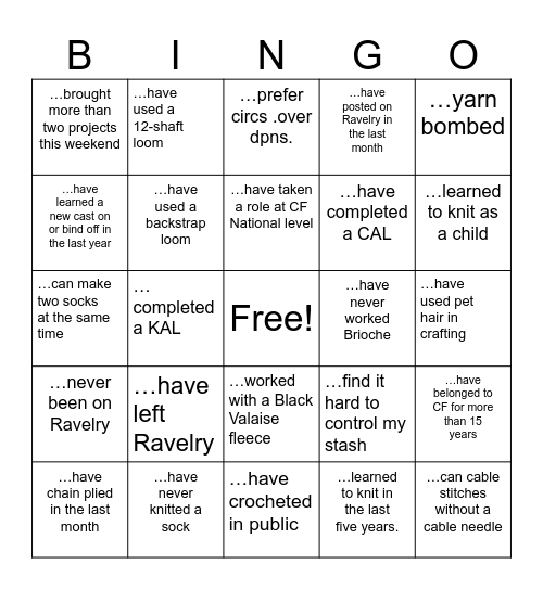 MiCamp 2023 Bingo Card