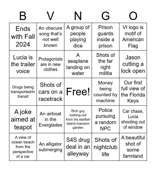 Dark Bingo Card