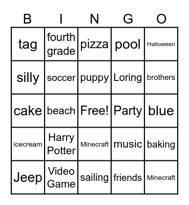 Lukas Bingo Card