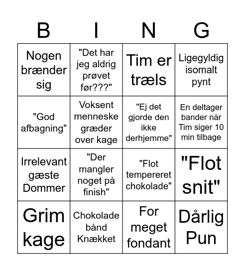 Bagedyst Bingo Card