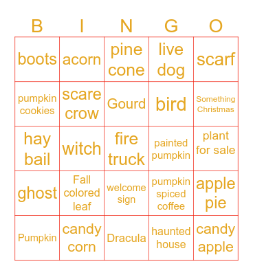 Fall Festival Bingo Card