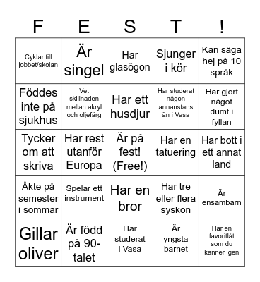 ISABELLA PARTY BINGO Card