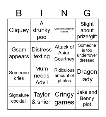THE WEDDING GAMES Bingo Card