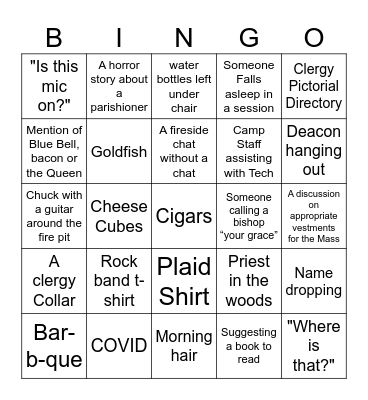 Clergy Conference Bingo 2023 Bingo Card