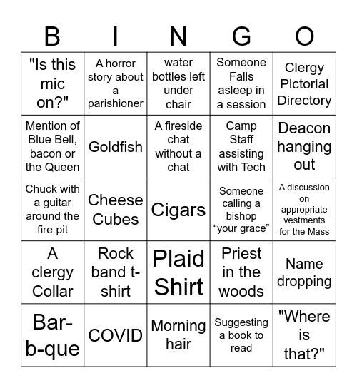 Clergy Conference Bingo 2023 Bingo Card