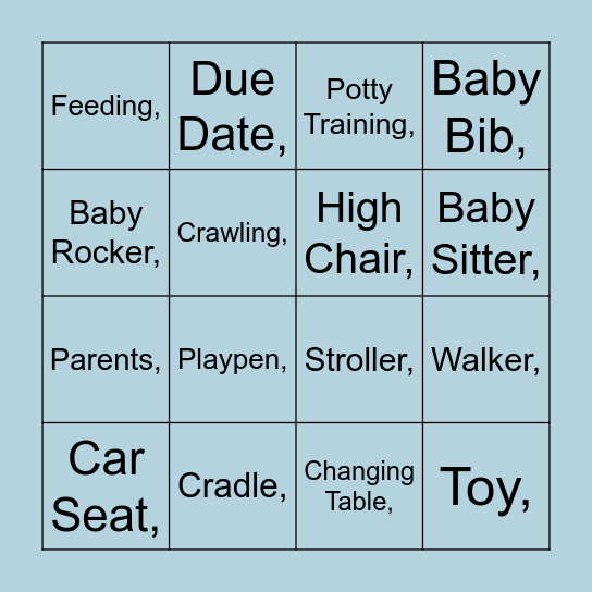 Bhatt Baby Bingo Card