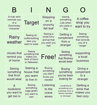 Charlie oout and aboot bingo Card