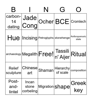 Global Prehistory and Analyze Bingo Card