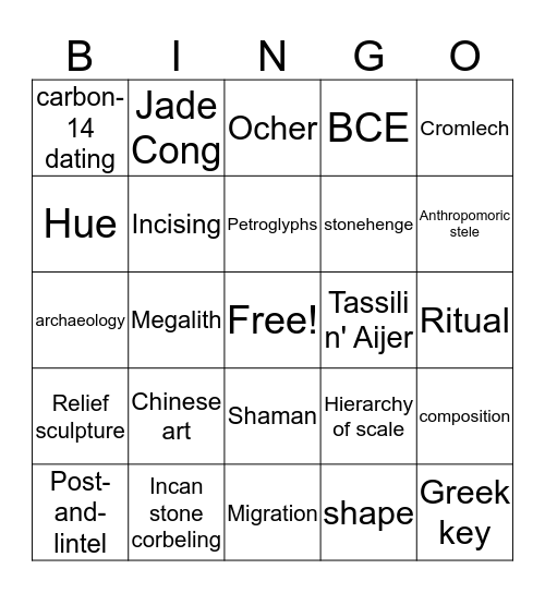 Global Prehistory and Analyze Bingo Card