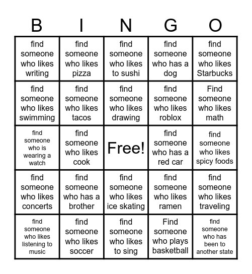 Get to Know You BINGO! Bingo Card