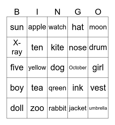 A到Z的賓果遊戲! Bingo Card