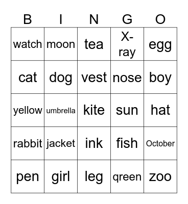 A-Z的賓果遊戲 Bingo Card