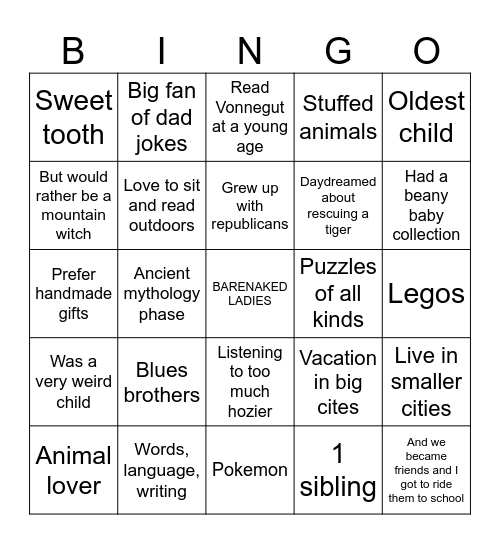 Traefina bingo Card